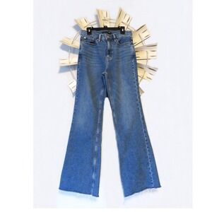 Calvin Klein Jeans Size 2/26 High Rise Wide Leg Crop Raw Hem Cotton Denim